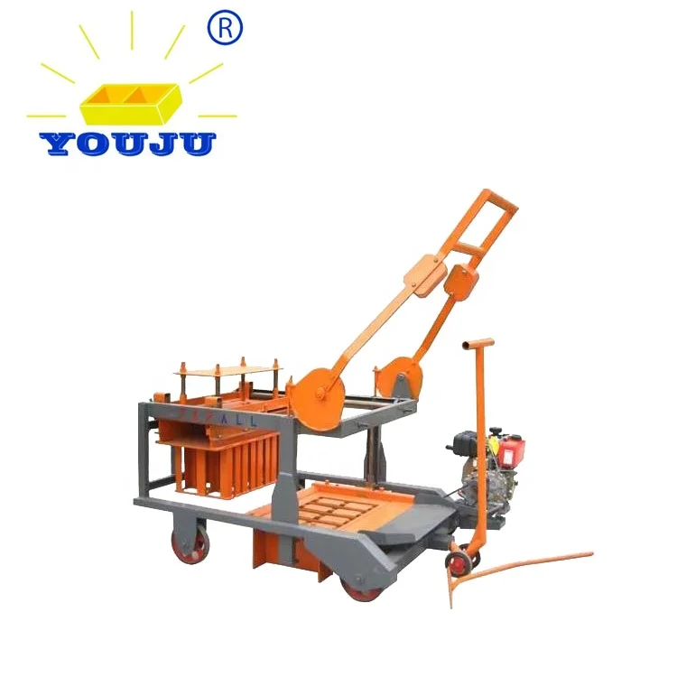 Mobile Cement Brick Block Making Machine with Engine Hydraulic Pressure Easy Operation Brick Production Line QMR4-45
