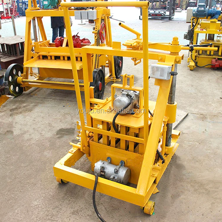 Hand-pushed Small Mobile Cement Brick Machine QMJ2-45 Engine Concrete Hollow Brick Machine Easy Operation