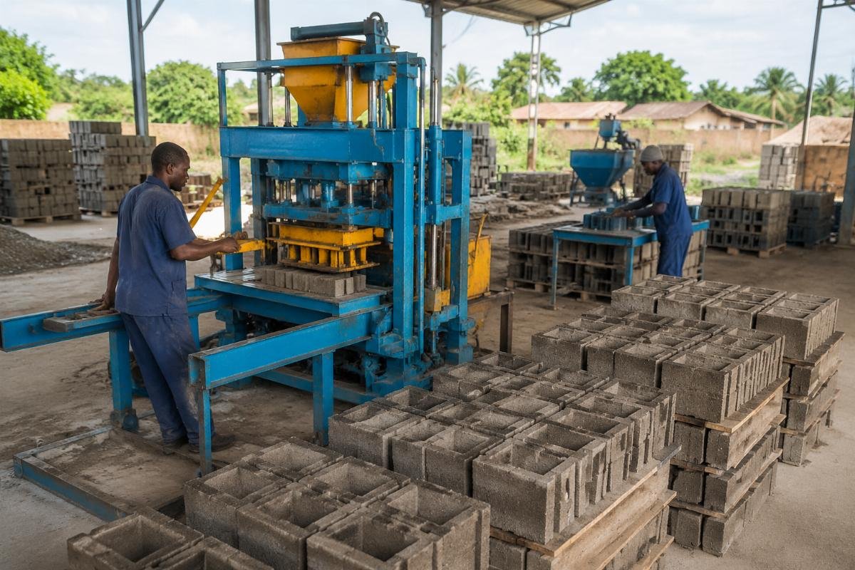 Affordable housing output using semi-auto block machines