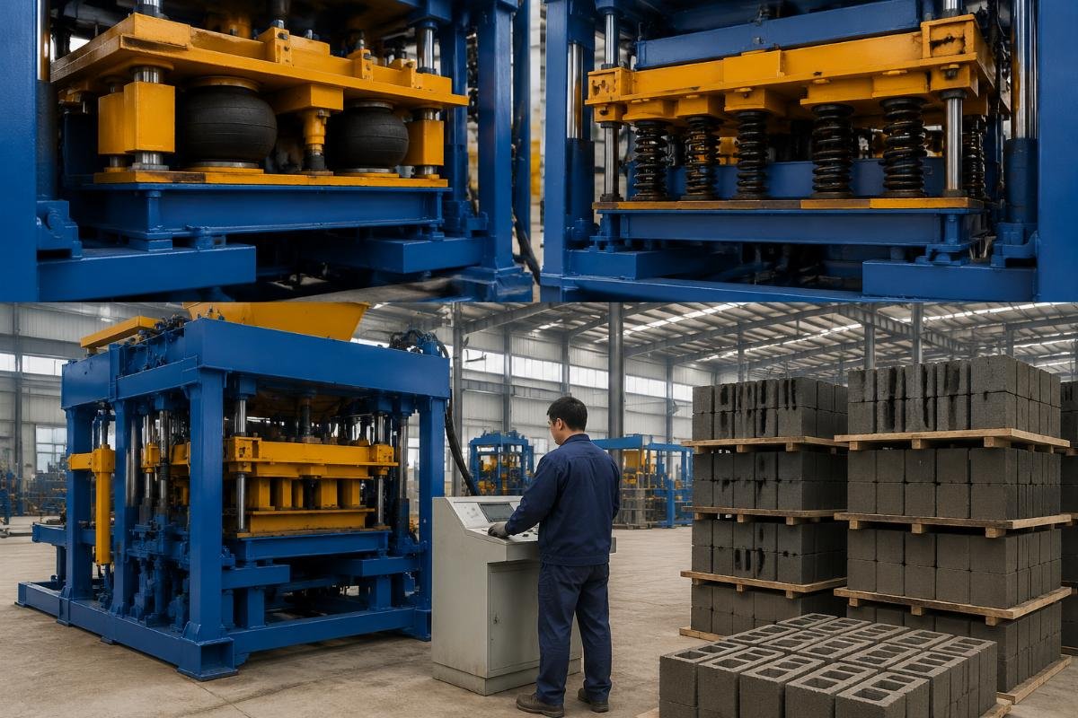 High-quality block machine vibration verification standards Vibration system comparison showing airbag vs spring mechanisms