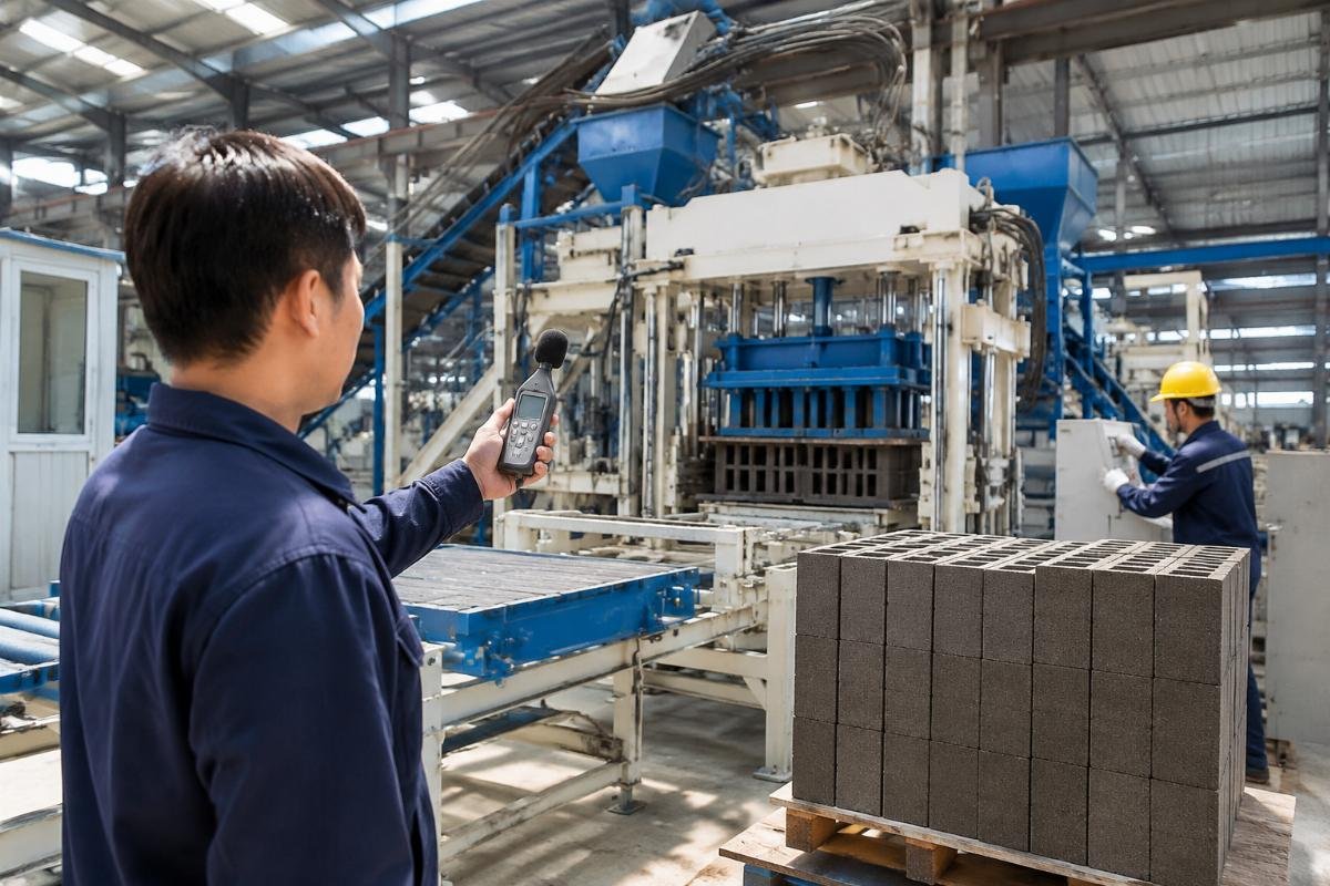 Noise meter readings during block machine operation