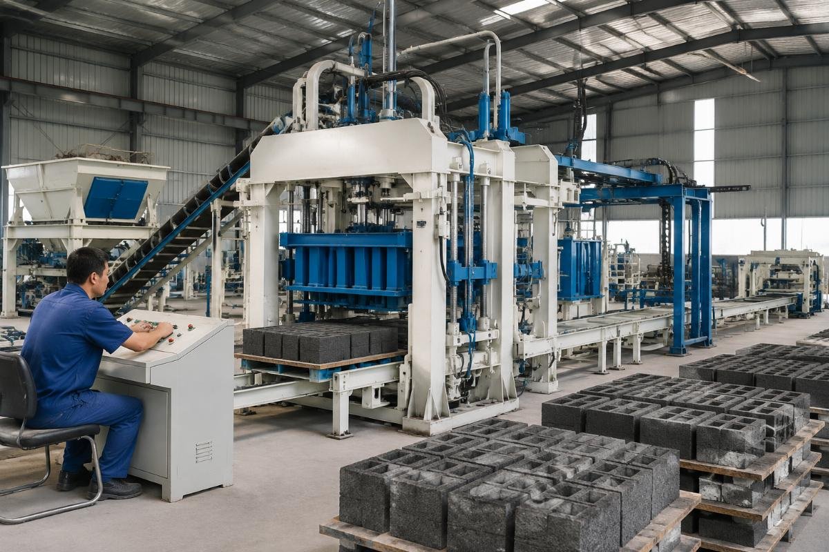 automatic block machine European-style airbag vibration system production line Automatic QT10-15 block machine production line with European-style airbag system