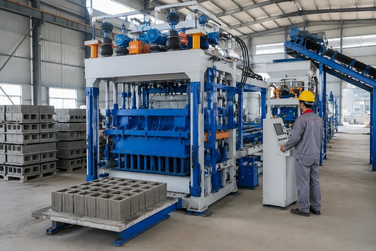 automatic block production line supplier with European design European-style block machine with airbag suspension and four vibration motors
