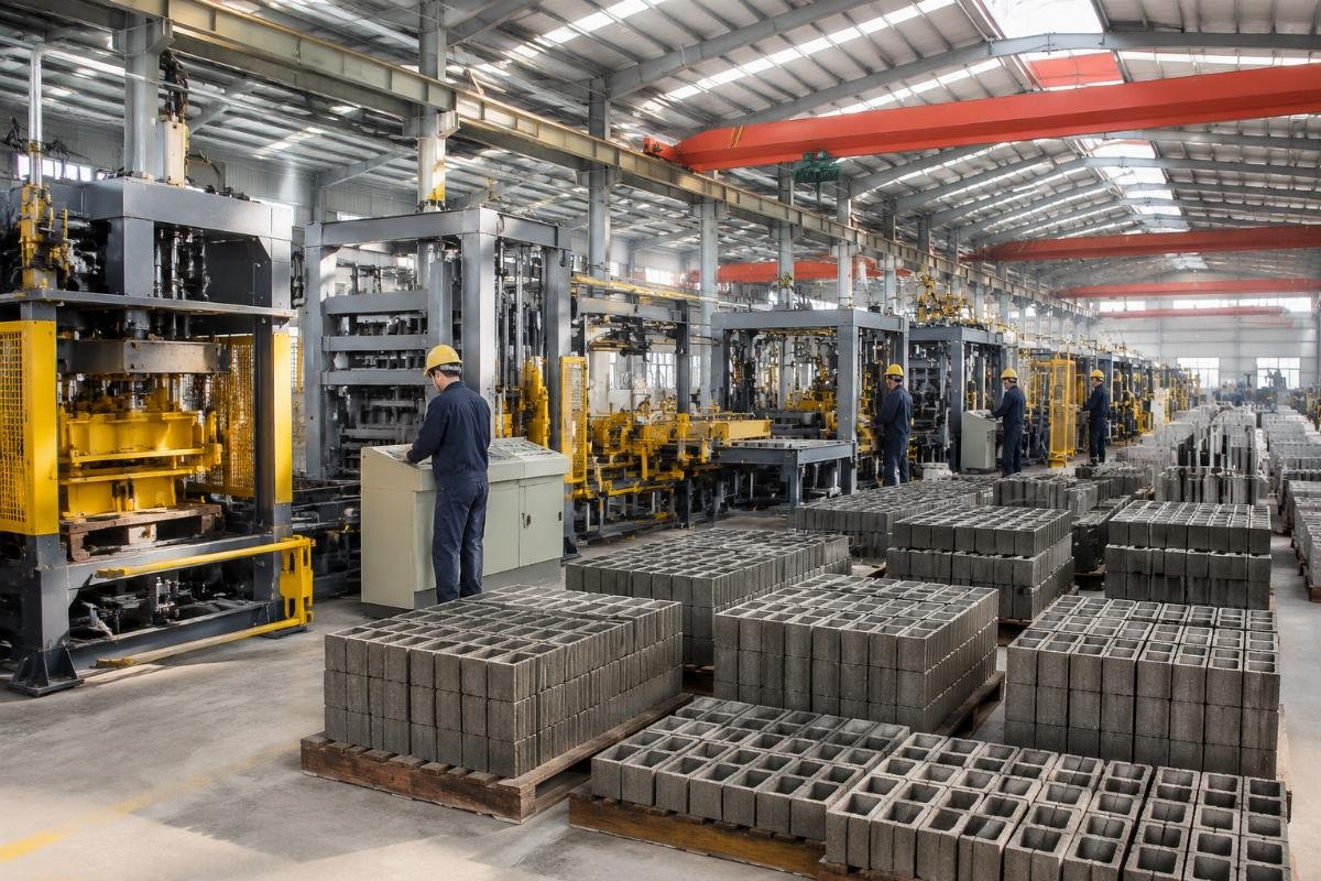 block machine manufacturer China factory 46000 sqm Shandong Shiyue 46000 square meter factory with six specialized workshops for block machine manufacturing
