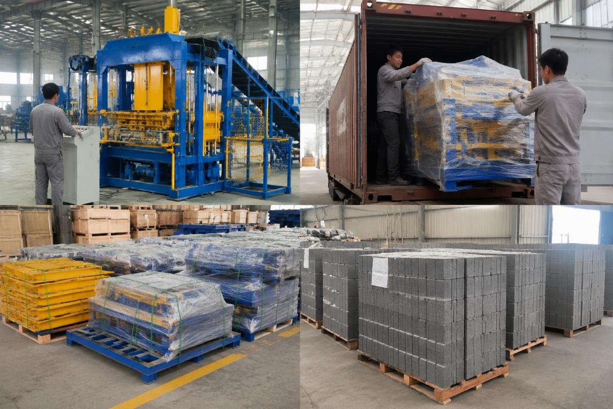 Container loading of block making machine spare parts and custom molds for Middle East project