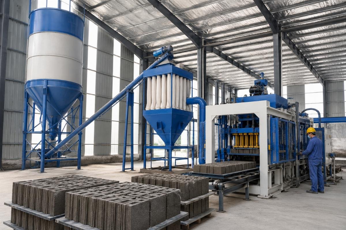 cement silo screw conveyor dust collector block line Complete cement silo system with screw conveyor and dust collector