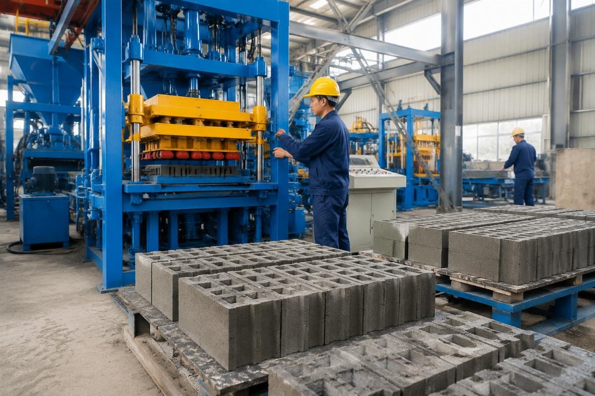 concrete block machine quality compressive strength ASTM C90 High-density concrete blocks produced with European-style airbag vibration system