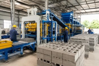 Concrete block making machine production line overview