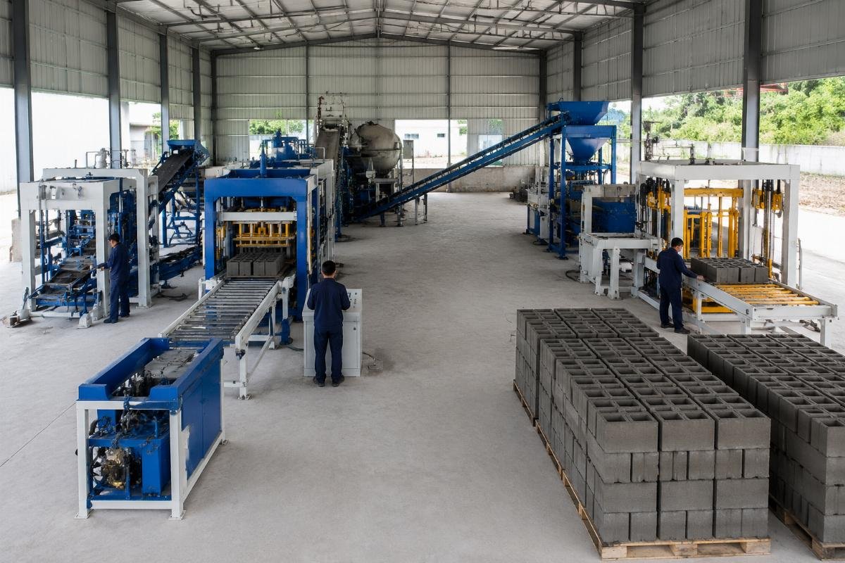 Compact U-shaped block factory layout for a 2000 sqm startup facility