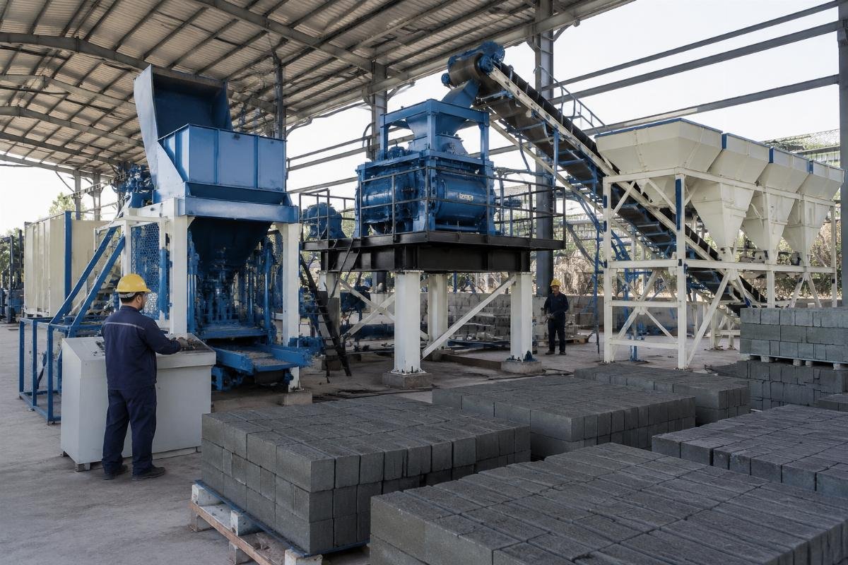 concrete mixer for block production line forced type JS1000 forced concrete mixer with PLD2400 batching plant for medium block production