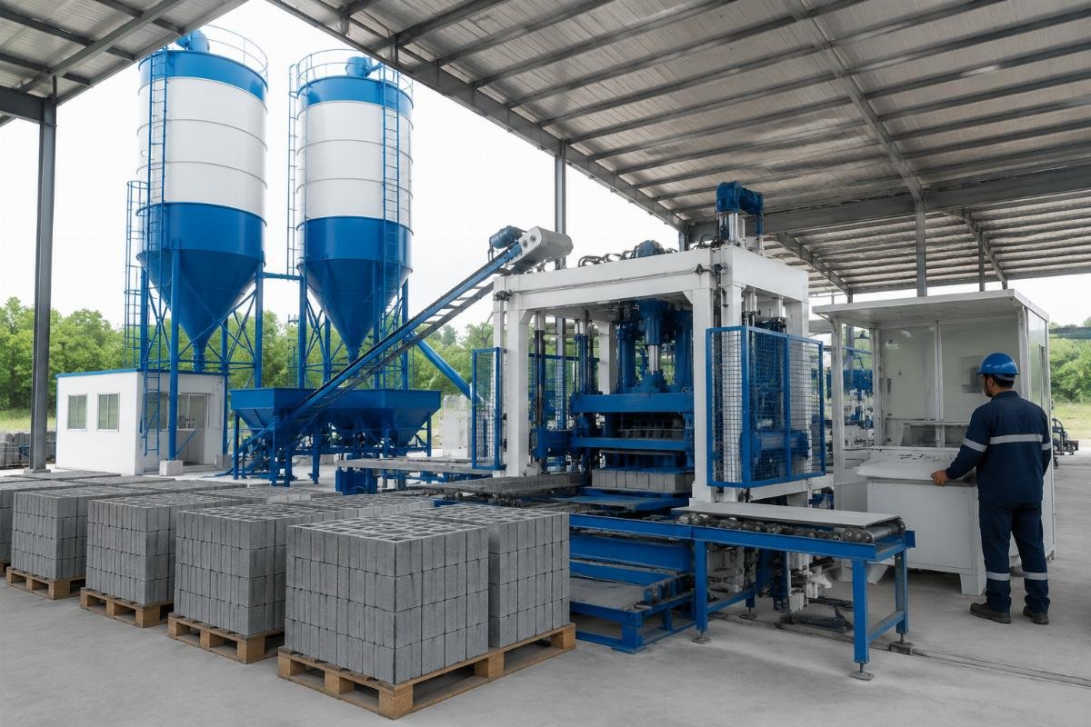 dual cement silo 100T block production line Dual 100-ton cement silo system for medium block production line