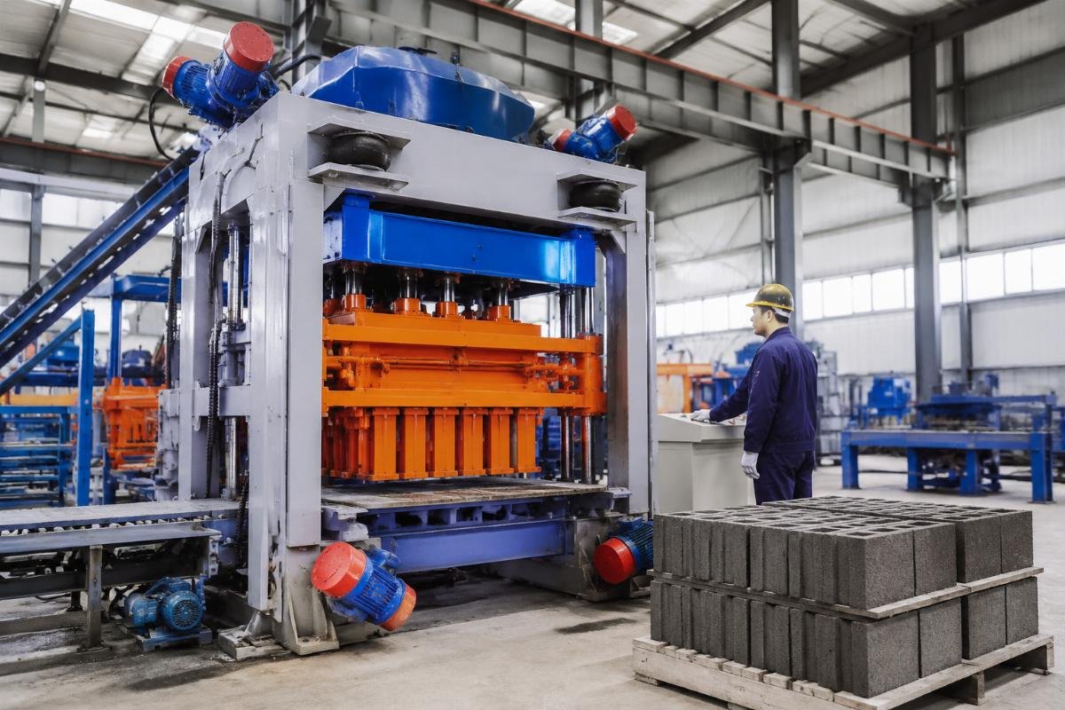 European-style four vibration motor airbag system on QT8-15 block machine