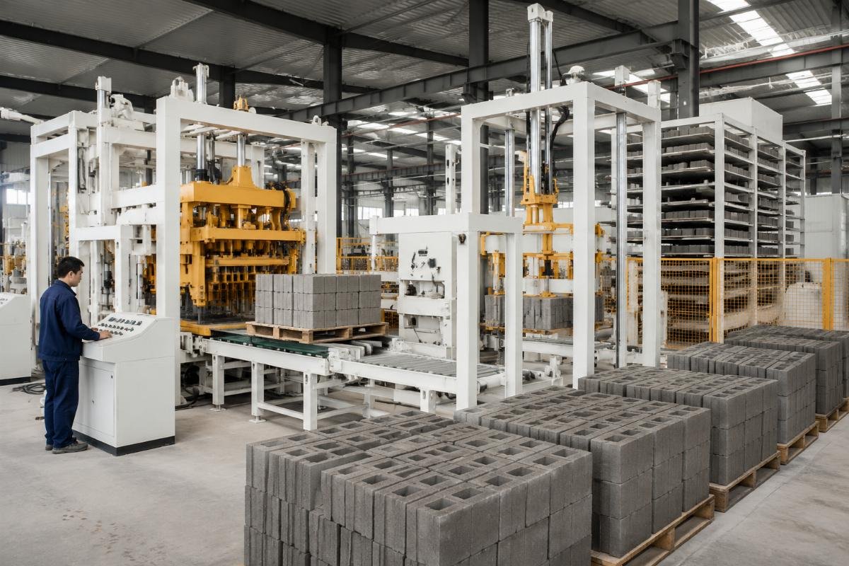 Fully automatic European-style block machine production line Fully automatic European-style block machine production line with automatic pallet loader and stacker system