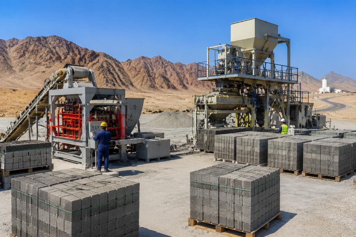 Hybrid mobile and fixed block machine deployment at a Saudi Arabian road project