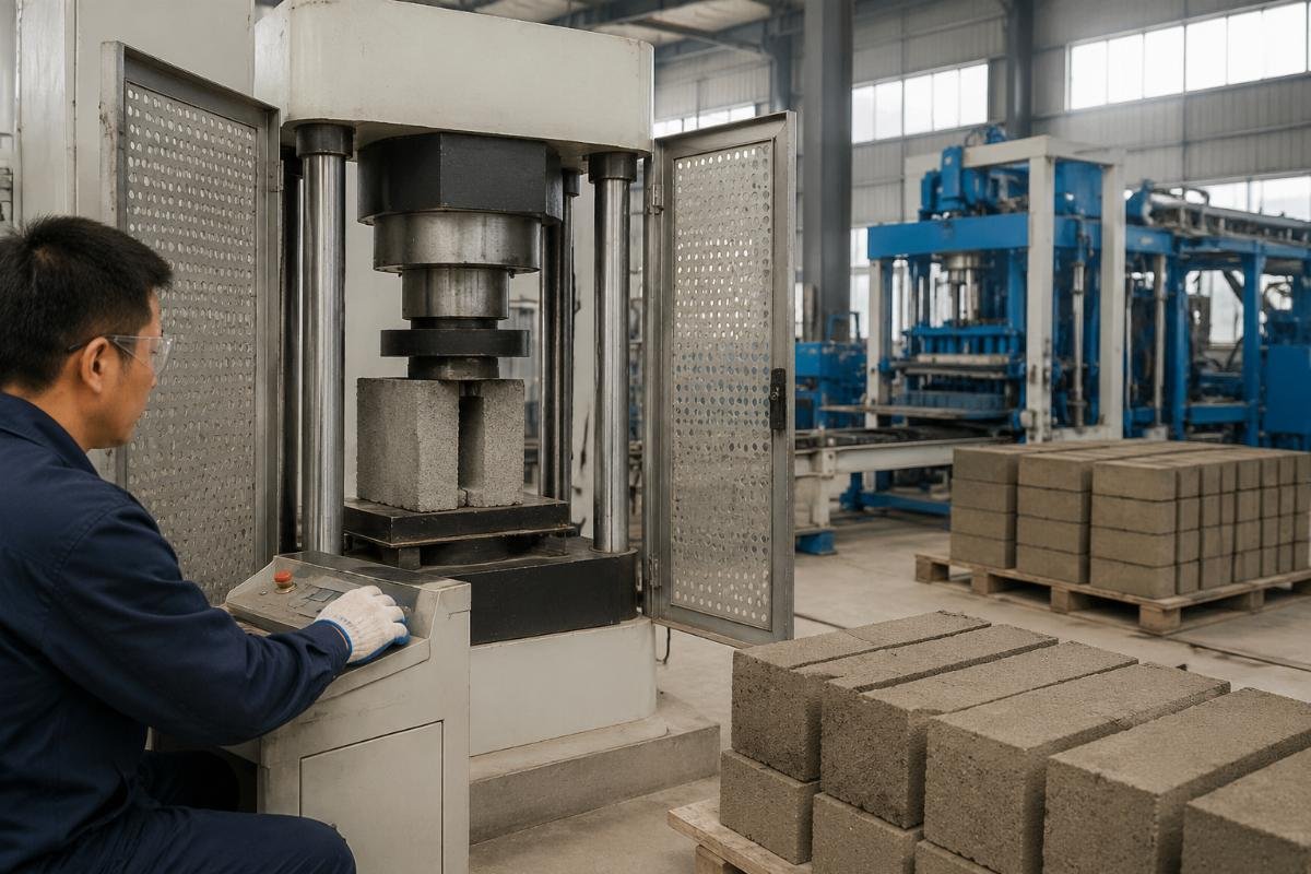 hydraulic block machine compressive strength ASTM C90 testing Compressive strength testing of hydraulic vs mechanical blocks per ASTM C90 standard