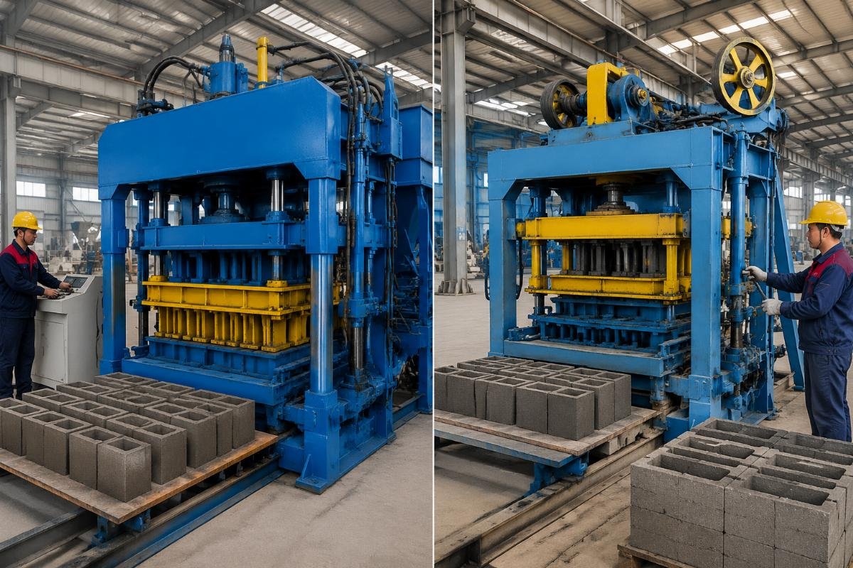 hydraulic block machine vs mechanical block machine compaction difference Side-by-side comparison of hydraulic and mechanical block machine compaction mechanisms