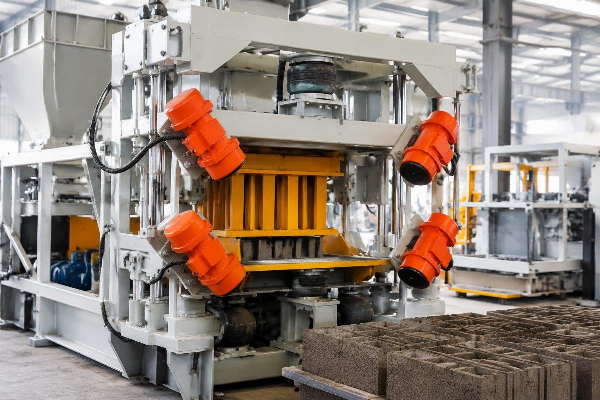 QMY series four vibration motors and airbag system ensuring high block density QMY Series mobile block machine vibration motor and airbag system close-up