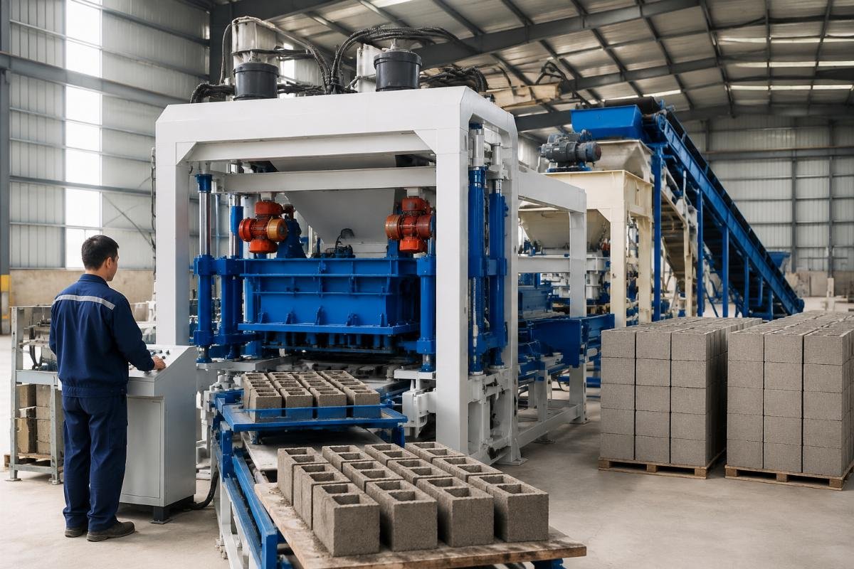 QT8-15 block machine with European-style airbag vibration system and four vibration motors