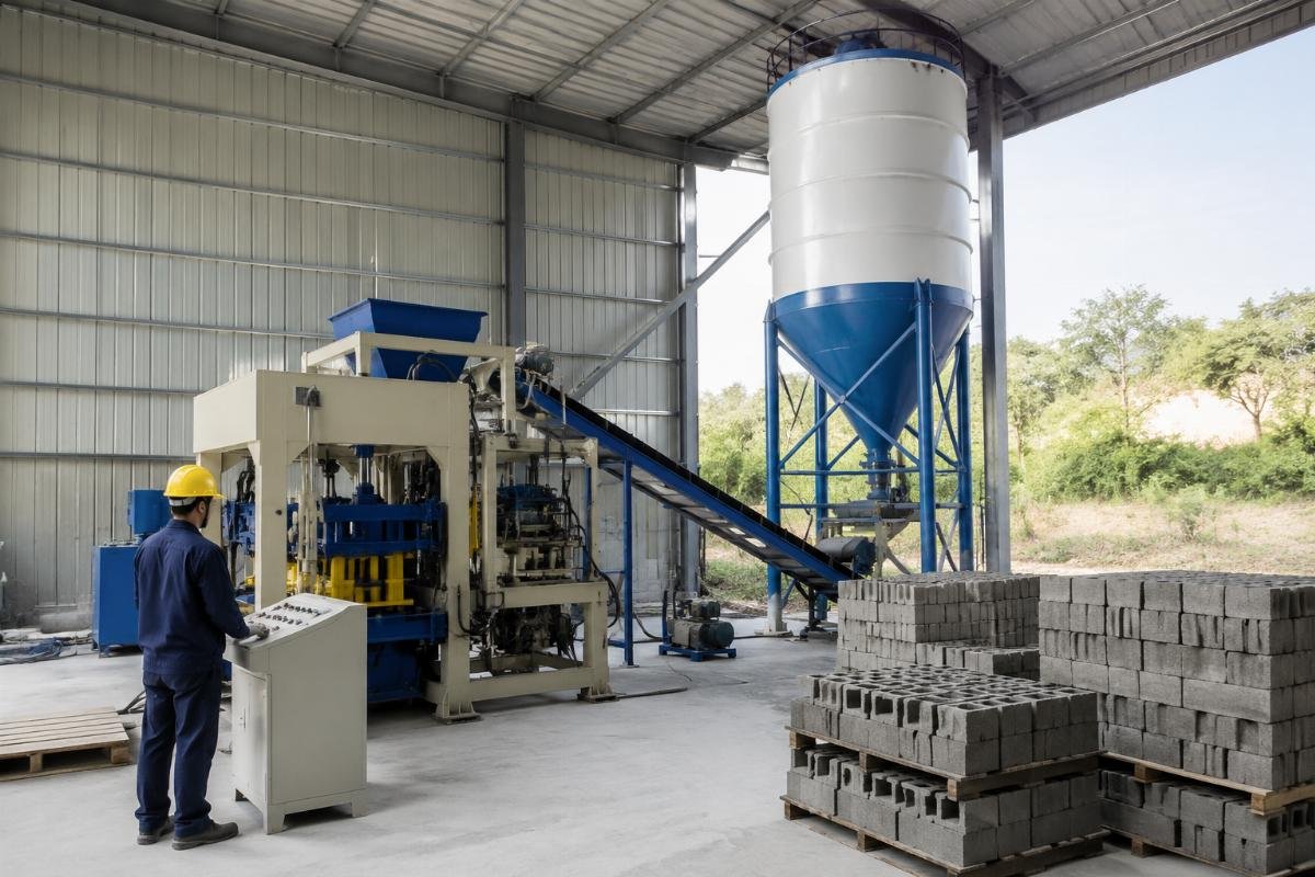 small cement silo 30T block making machine 30-ton cement silo installation for small block production line