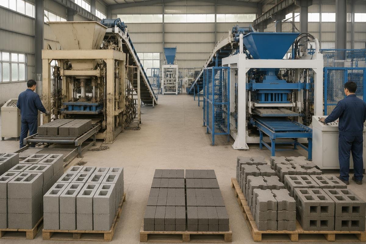 Total cost of ownership comparison traditional versus European-style block machine Three-year total cost of ownership comparison chart between traditional and European-style block machines