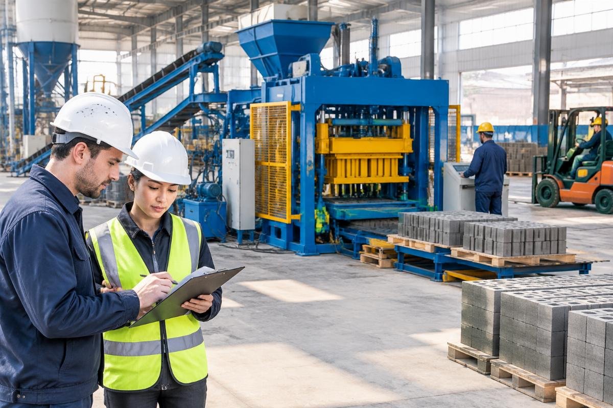 Checklist graphic for buyers preparing technical specifications for mobile block machine OEM orders