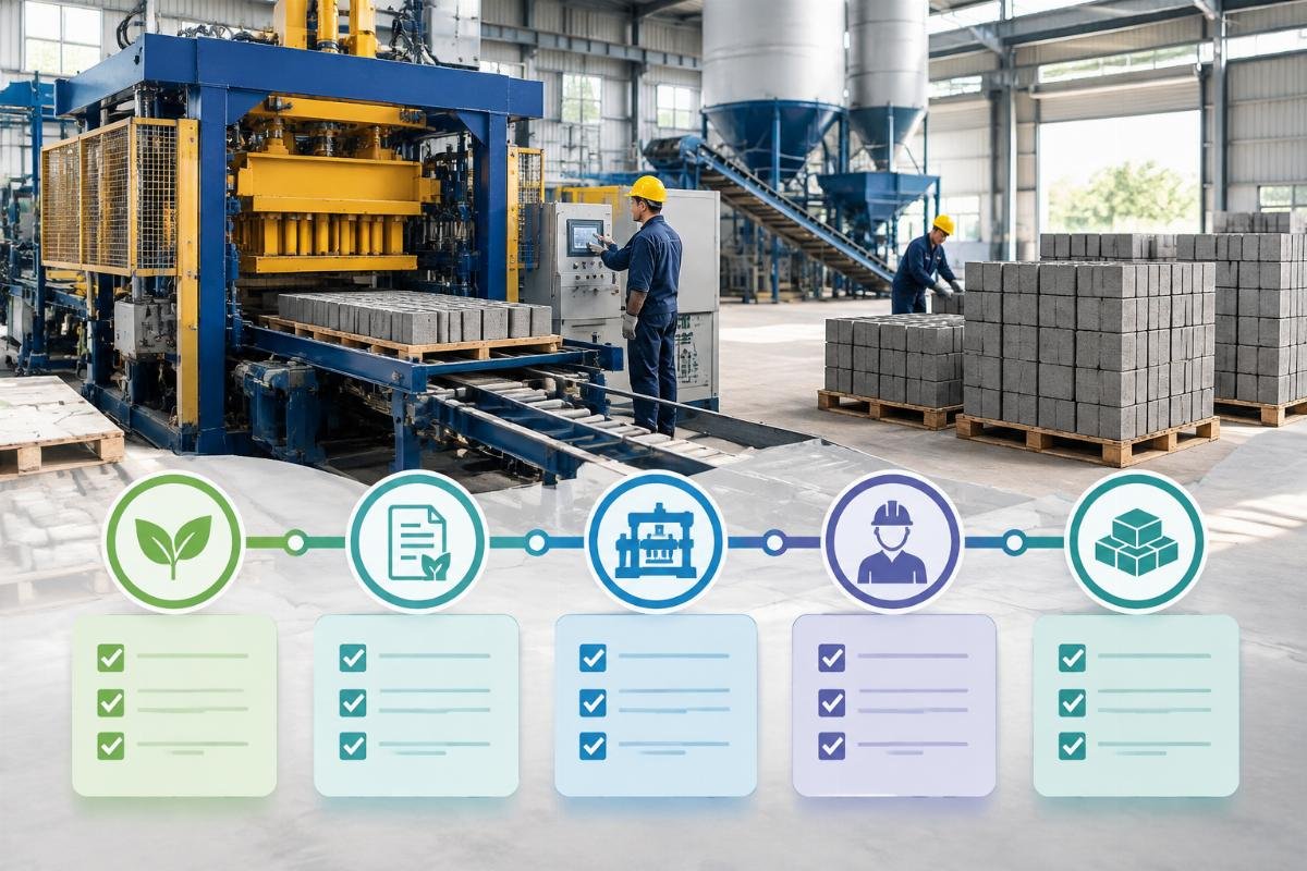 Checklist graphic showing steps for environmental permit acquisition parallel to equipment manufacturing timeline