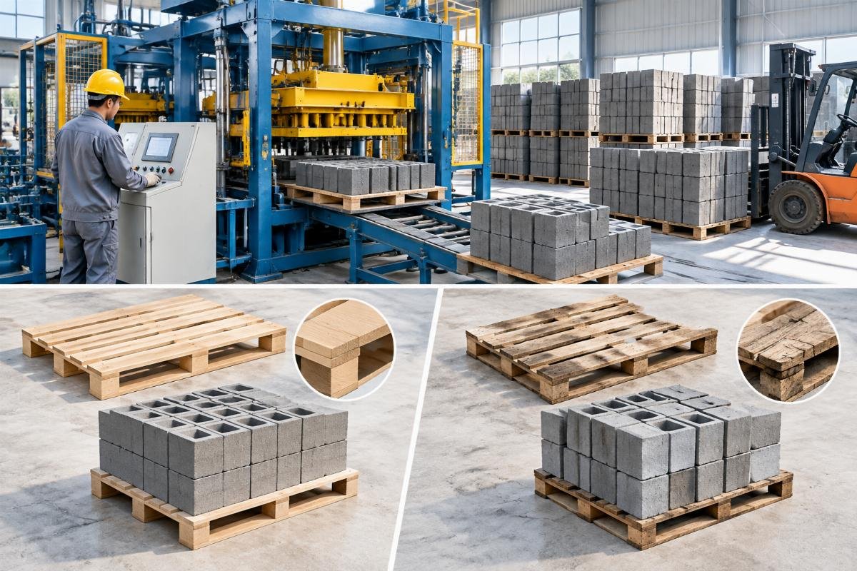 Comparison chart illustrating the difference between ISO standard pallets and local timber variations affecting block production