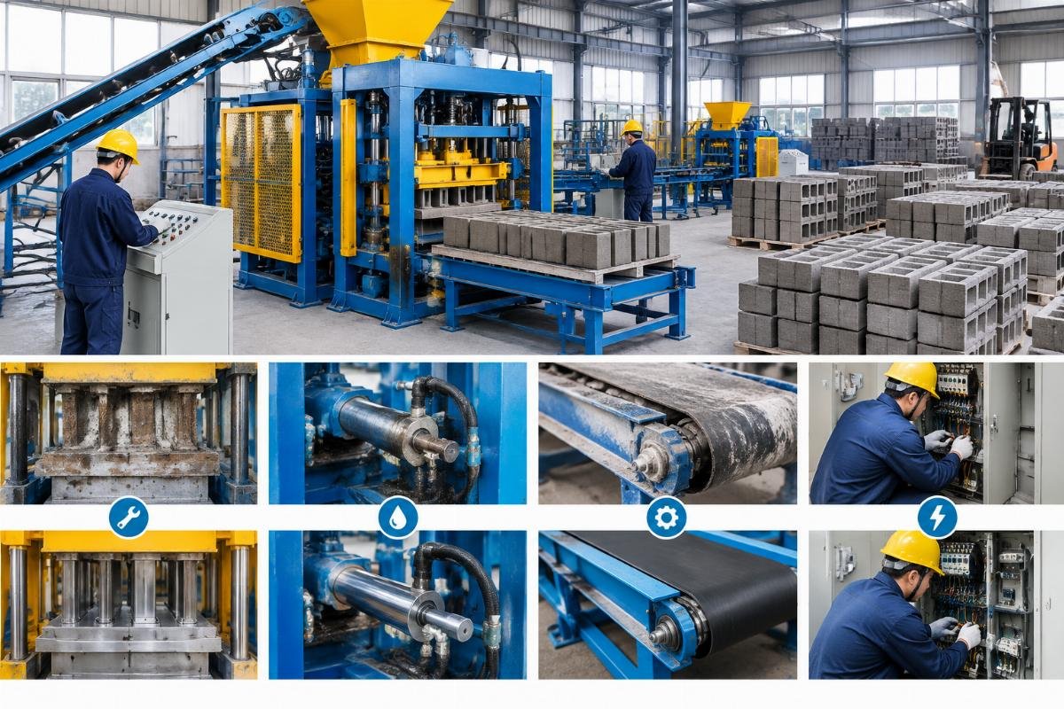 Comparison chart showing symptoms of common manual brick machine issues and their maintenance solutions