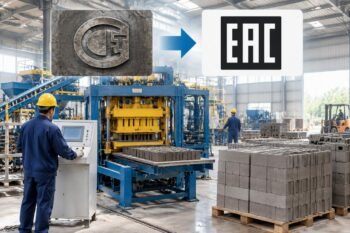 Diagram showing the transition from old GOST-R standards to the unified EAC certification mark for machinery in CIS countries