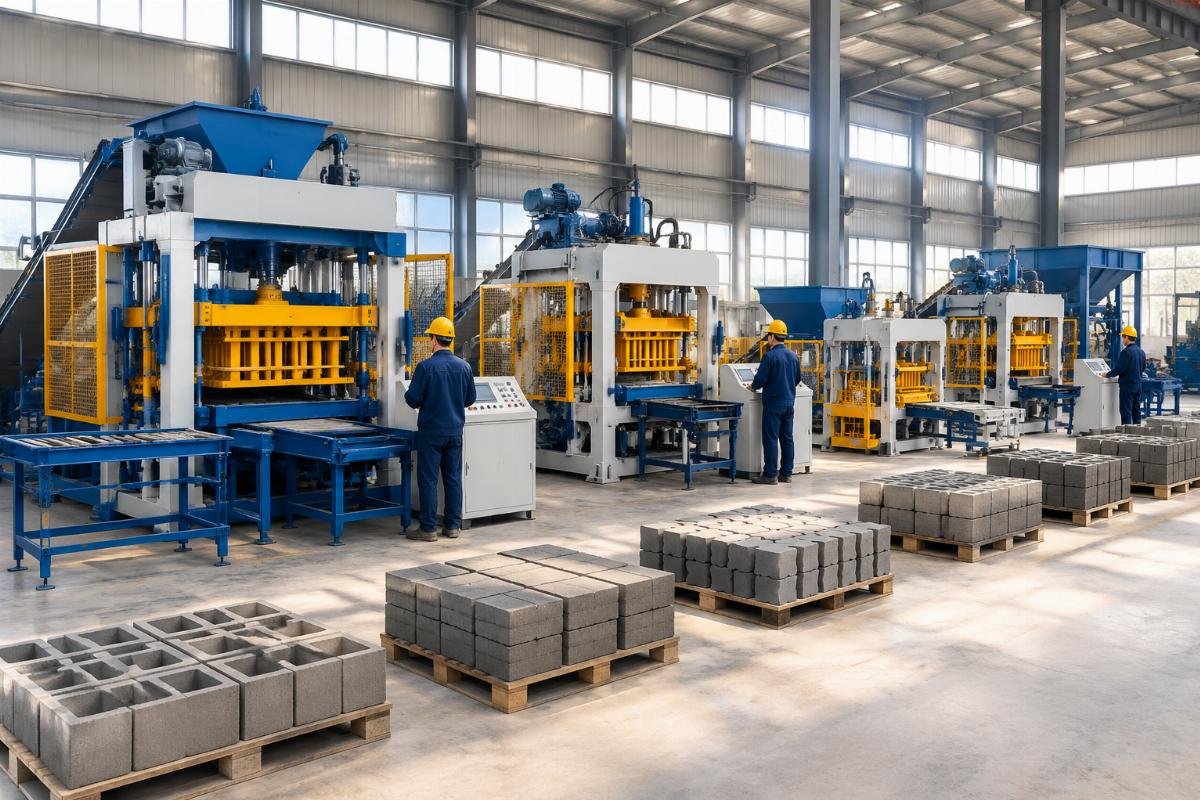 Different models of QT series block machines arranged by production capacity and size