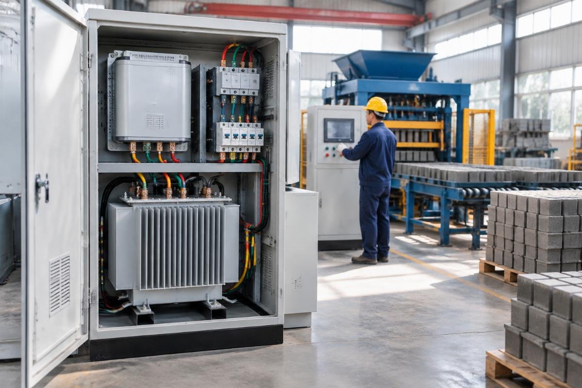 Industrial voltage stabilizer and isolation transformer integrated into control panel