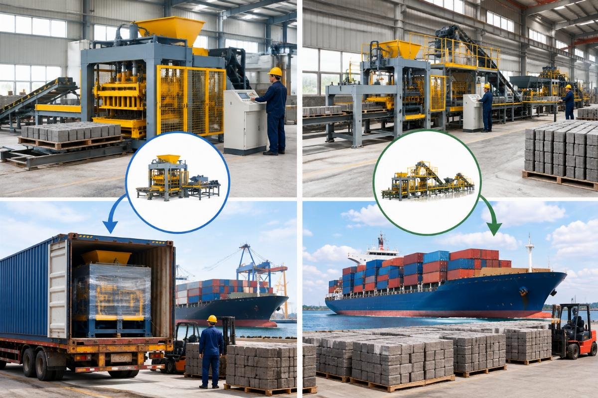 Infographic comparing the total landed cost of buying a single machine via LCL versus a partial line via FCL