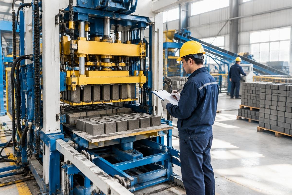 Inspection checklist for key structural components of a block machine